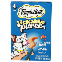 Temptations Savory Salmon Creamy Puree Squeezable Lickable Wet Cat Treats - 12 Gram - 4 Count