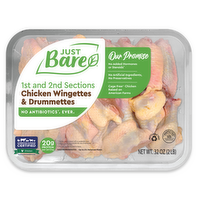 Just Bare Brand Chicken Wingettes & Drummettes 1st & 2nd Sections - 2 Pound