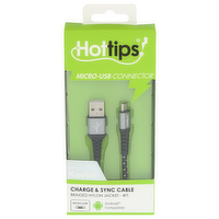 Hottips! Micro-Usb Connector Charge & Sync Cable - 1 Each