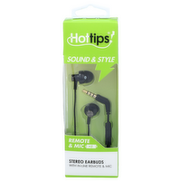 Hottips! With In-Line Remote & Mic Stereo Earbuds - 1 Each