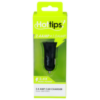 Hottips! 2.4 Amp + 1.0 2.4x More Power 3.4 Car Charger 1.0 - 1 Each