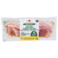 APPLEGATE Bacon Organic Hickory Smoked Uncured Sunday Is Good Old-Fashioned Hardwood This Means You Can Enjoy On Or Any Other Day For That Matter. We Source From Farms Where Animals Are Raised With Care And Respect. Believe Leads To Great Tasting Products Peace Of Mind All Part Our Mission. Changing The Meat Eat. Usda - 8 Ounce
