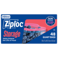 Ziploc Quart Storage Bags, Stay Open Design, Easy To Fill - 48 Count