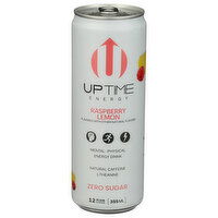 Uptime Energy Drink Raspberry Lemon Carbonated Zero Sugar - 12 Fluid Ounce