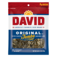 DAVID Roasted And Salted Jumbo Sunflower Seeds, Original Flavor - 16 Ounce