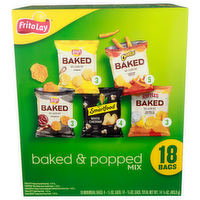 Frito Lay Baked Lay's Barbecue Flavored Potato Crisps, Smartfood White Cheddar Cheese Popcorn, Ruffles Cheddar & Sour Cream Naturally & Artificially Original Cheetos Crunchy Snacks & Popped Mix - 0.792 Ounce - 18 Count