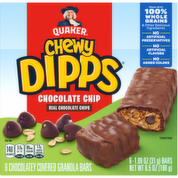 Quaker Chewy Dipps Chocolatey Covered Granola Bars Chocolate Chip - 6.5 Ounce