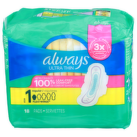 Always Size 1 Regular Flexi-Wings Ultra Thin Pads - 18 Count