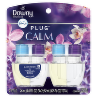 Febreze Plug In Air Freshener, Odor-Fighting Scented Oil Refill, Downy Calm Scent, 2 Refills - 1.75 Ounce