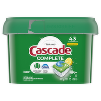 Cascade Complete Dishwasher Pods, Detergent, Dish Tabs Tablets, Lemon - 43 Count