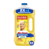 Mr. Clean Antibacterial All Purpose Cleaner, Floor Cleaner For Mopping, Cleaning Liquid, Lemon - 64 Ounce