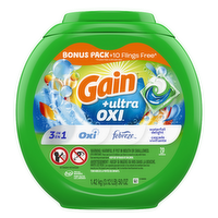 Gain Flings Ultra Oxi Laundry Detergent Pacs, Waterfall Delight Scent, 3-In-1, He Compatible - 70 Count