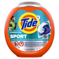 Tide Power Pods Sport Laundry Detergent Pacs, Advanced Sweat + Stain Fighter - 25 Count