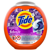Tide Power Pods With Febreze Laundry Detergent Pacs, Spring & Renewal Scent, All-Day Freshness - 25 Count