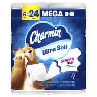 Charmin Ultra Soft Toilet Paper 6 Mega Rolls, 224 Sheets Per Roll - 6 Count