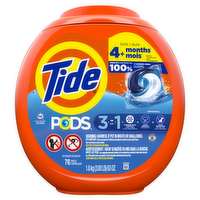Tide Pods Laundry Detergent Pacs, 3-In-1 Stain Remover, Odor Fighter, Color Protector, He Compatible, Original Scent - 76 Count