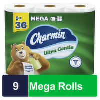 Charmin Ultra Gentle Toilet Paper, 9 Mega Rolls, 231 Sheets Per Roll - 9 Count