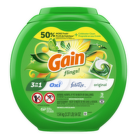 Gain Flings Laundry Detergent Pacs, Original Scent, 1 He With Oxi Boost And Febreeze - 76 Count