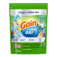 Gain Flings Ultra Oxi Laundry Detergent Pacs, Waterfall Delight Scent, 3-In-1, He Compatible - 31 Count