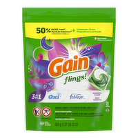 Gain Flings Laundry Detergent Pacs, Moonlight Breeze Scent, 1 He With Oxi Boost And Febreeze - 31 Count