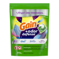 Gain Flings Laundry Detergent Pacs With Odor Defense, Super Fresh Blast Scent, He 3in1 Febreze And Oxi - 31 Count