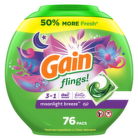 Gain Flings Liquid Detergent Pacs, Moonlight Breeze Scent - 76 Count