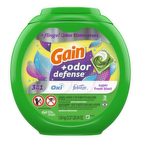 Gain Flings Laundry Detergent Pacs With Odor Defense, Super Fresh Blast Scent, He 3in1 Febreze And Oxi - 76 Count