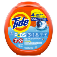 Tide Pods Laundry Detergent Soap Pacs, He Compatible, Powerful 3-In-1 Clean In One Step, Breeze Scent - 76 Count