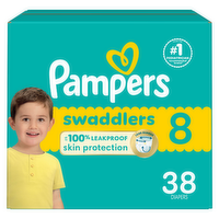 Pampers Swaddlers Diapers, Size 8 46+ Lbs , Ultra Absorbent Disposable Infant Diaper - 38 Count