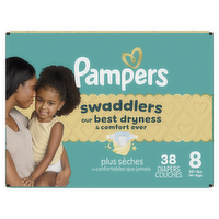 Pampers Swaddlers Diapers, Size 8 46+ Lbs - 38 Count