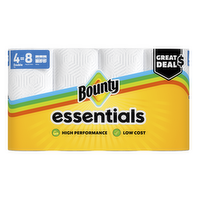 Bounty Essentials Select-A-Size Paper Towels, 4 Double Rolls, White - 4 Count