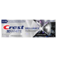 Crest 3d White Brilliance Charcoal Teeth Whitening Toothpaste, Anticavity Fluoride 100% More Surface Stain Removal, Active Prevention - 4.6 Ounce