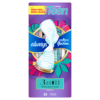 Always Radiant Teen Pads, Size 3, Extra Heavy, With Wings - 20 Count