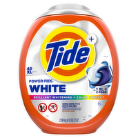 Tide Power Pods White Laundry Detergent Pacs, Brilliant Whitening + Color Protect - 45 Count