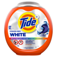 Tide Power Pods White Laundry Detergent Pacs, Brilliant Whitening + Color Protect - 25 Count