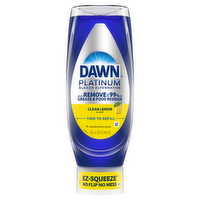 Dawn Platinum Ez-Squeeze Dish Soap Liquid, Dishwashing Grease Removal, Upside Down Bottle, Bleach Alternative Clean Lemon - 18 Ounce