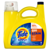 Tide Simply Oxi Boost + Ultra Stain Release, 74 Loads, Tough On Stains, Whitens, Brightens, Refreshing Breeze Scent - 105 Ounce