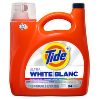 Tide Ultra White Liquid Laundry Detergent, 94 Loads, For Bright Whites And Colors - 132 Ounce