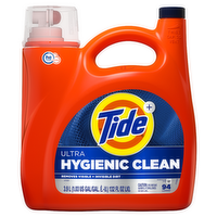 Tide Ultra Hygienic Clean Liquid Laundry Detergent, Original Scent, 94 Loads, Removes Visible And Invisible Dirt - 132 Ounce