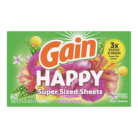 Gain Super Sized Dryer Sheets, Happy - 60 Count