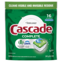 Cascade Complete Dishwasher Pods, Detergent, Dish Soap, Fresh - 16 Count