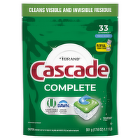 Cascade Complete Dishwasher Pods, Detergent, Dish Soap, Fresh - 33 Count
