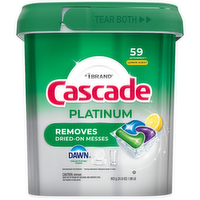 Cascade Platinum Dishwasher Pods, Lemon - 59 Count