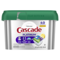 Cascade Platinum Dishwasher Pods, Detergent, Dish Soap, Lemon - 40 Count