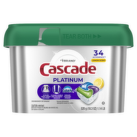 Cascade Platinum Dishwasher Pods, Detergent, Dish Soap, Lemon - 34 Count