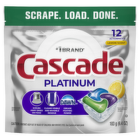 Cascade Platinum Dishwasher Pods, Detergent, Dish Soap, Lemon - 12 Count
