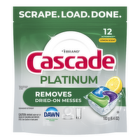 Cascade Platinum Dishwasher Pods, Detergent, Lemon - 12 Count