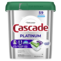 Cascade Platinum + Oxi Dishwasher Pods, Detergent, Dish Soap, Fresh - 59 Count
