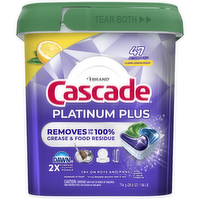 Cascade Platinum Plus Dishwasher Pods, Detergent, Dish Detergent Soap, Lemon - 47 Count