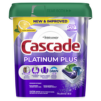 Cascade Platinum Plus Dishwasher Pods, Detergent, Dish Soap, Lemon - 47 Count